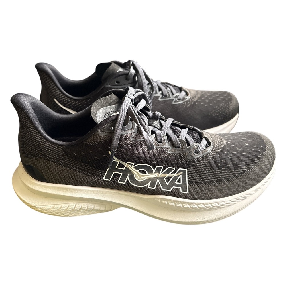 Hoka One One Mach 6 Black & White Road Running Shoes, Men's Sz 10.5, Performance